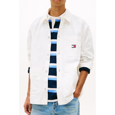 Tommy Hilfiger Tjm Essential Overshirt Ancient White Größe: M | Jacken Outlet | Herren | Weiß