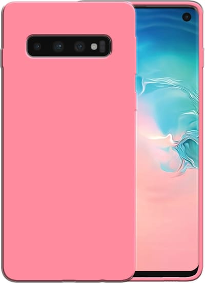 Smartphonica Siliconen hoesje voor Samsung Galaxy S10 case met zachte binnenkant - Roze geschikt voor Samsung Galaxy S10
