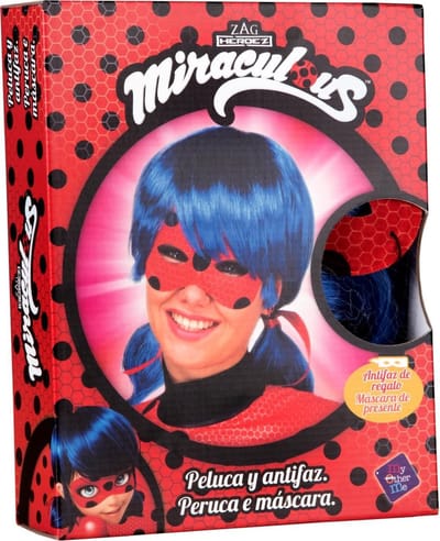 VIVING COSTUMES / JUINSA - Cadeauverpakking Ladybug pruik en masker voor dames