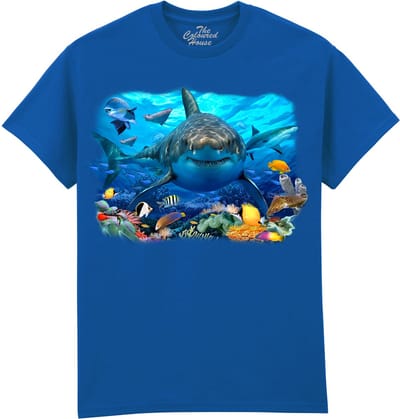 Witte Haaien Vissen Great White Shark And Sealife The Coloured House T-shirt M