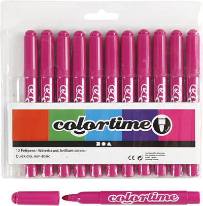 Colortime stiften, lijndikte 5 mm, roze, 12 stuk/ 1 doos