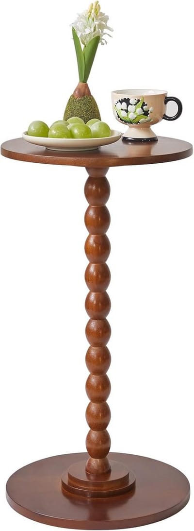 Ronde bijzettafel met massief houten poten - compacte salontafel of nachtkastje voor kleine ruimtes