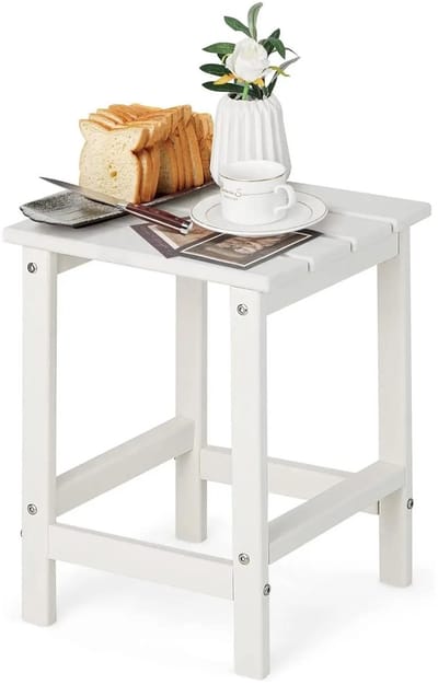 Geargalaxy Bijzettafel - Bijtafel - Tuintafel - Balkontafel - Decoratietafel - Koffietafel - Hoektafeltje - 35,5x35,5x46,5cm - Wit