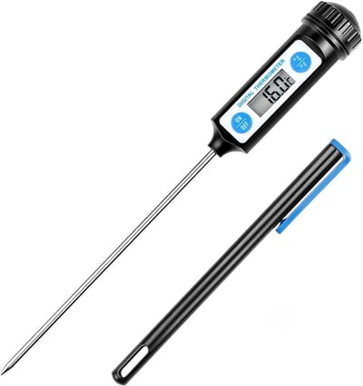 Kookthermometer - Lange Probeer Digitale Keuken Thermometers met LCD Display voor Voedsel - Vlees - Olie - Melk - Wijn - BBQ - Heet Water - Zwart