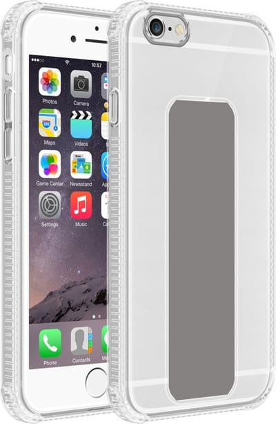 Cadorabo Hoesje geschikt voor Apple iPhone 6 / 6S in GRIJS - Beschermhoes gemaakt van flexibel TPU silicone Cover Case met houder en standfunctie
