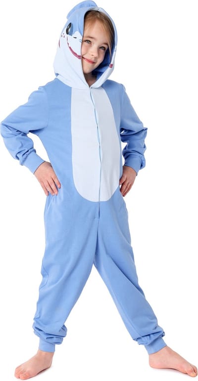 Ladeheid Kinderen Pyjama - Overal slapen - Lange mouwen - Lange broek - Katoen - LA-LA40-232-PJ - Blauw Haai - 110-116