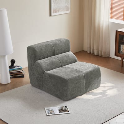 MODFU Fauteuil - Ergonomisch En Vormvast - Modern - Fluweel - Lichtgrijs - 94 X 110 X 79 Cm
