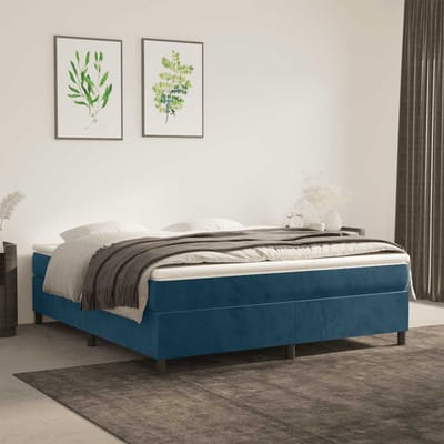 vidaXL - Boxspring - bed - 160x200 - cm - fluweel - donkerblauw