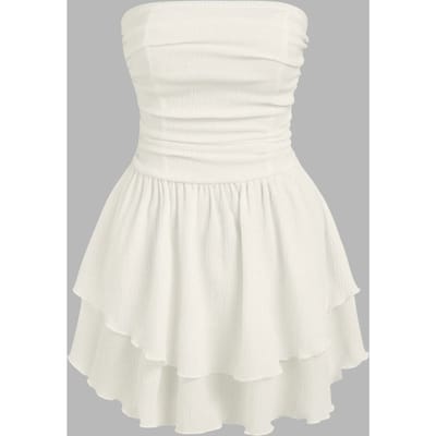 Strapless Textured Ruffle Mini-jurk