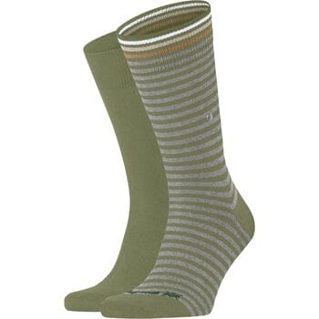 Burlington Everyday Stripe- Mixed 2-Pack gedessineerd katoen multipack sokken heren groen - maat 40-46
