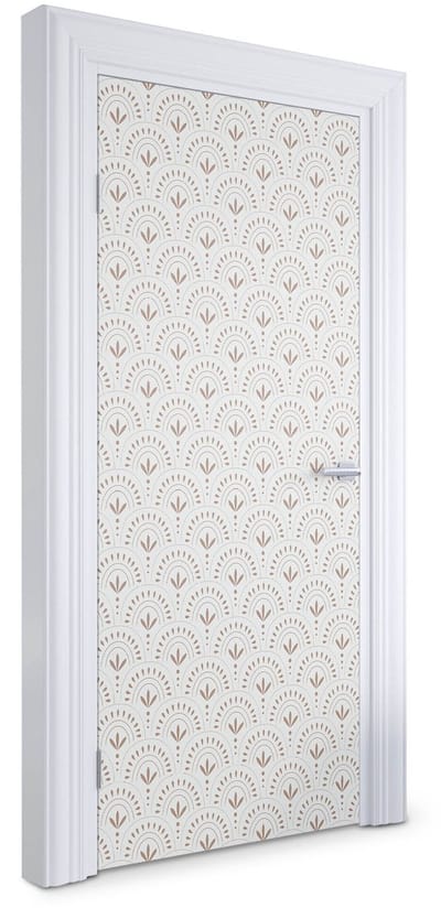 Wallfluent Deursticker - Geometrisch bloemenpatroon Deurfolie - 95 x 205 cm - Romig Deur plakfolie - Moderne Deur Sticker - De resterende Deurbehang Sticker - Deursticker voor de Badkamer - Deur Sticker