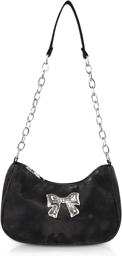 Elegante Schoudertas van PU Leer met Kettinkje en Strikpatroon, Perfect voor Dagelijks Gebruik en Stijlvolle Outfits