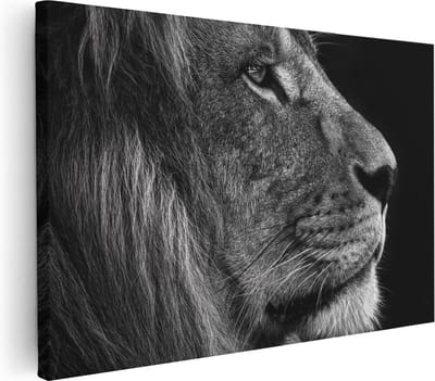 Artaza Canvas Schilderij Leeuwenkop - 30x20 cm - Klein - Muurdecoratie Dieren - Wanddecoratie Woonkamer - Kamer Accessoires