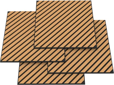 Akoestisch wandpaneel Vang 4-delig set 1,44 m² diagonaal eikenkleurig donker 60x60 cm NEU.HOLZ