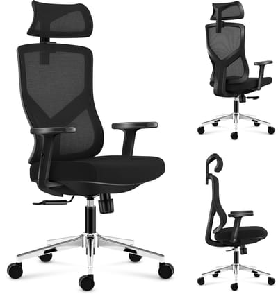 Mark Adler Manager 3.3 Ergonomische Bureaustoel - Comfortabele Kantoorstoel met Hoofdsteun - Verstelbaar - Zwart