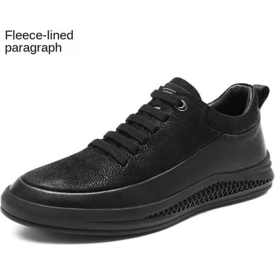 Eerste Laag Rundleer Lente en Zomer Klassiek Zwart Herenschoenen Echt Leer Mode Trendy Schoenen Heren Hoogte Verhogende Binnenzool Casual Schoenen 44 black