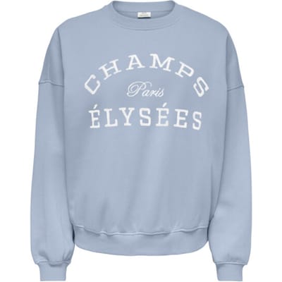 Jacqueline de Yong Trui Jdymesa Life L/s O-nk Emb Sweat Jrs 15370526 Cashmere Blue/champs Emb Dames Maat - L