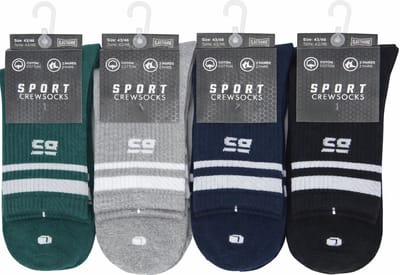 SPORTKOUSEN HEREN- INTER SOCKS - CREW SOCKS - 39/42- 8 PAAR- GROEN & WIT - GRIJS & WIT- BLAUW & WIT - ZWART & WIT