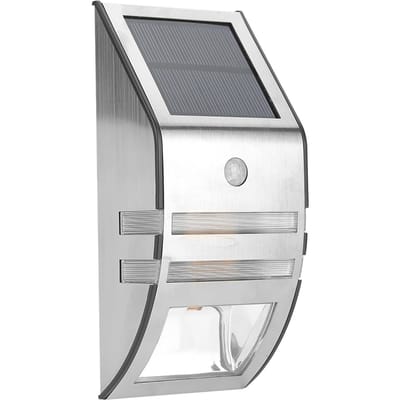 Zonne-energie PIR Bewegingssensor 2 LED Pad Wandlamp Tuin Beveiligingslampen Zilver Puur Wit