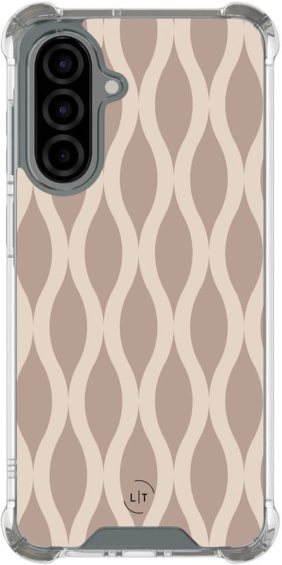 Shockproof hoesje - Geschikt voor Samsung Galaxy A56 - Abstract beige - Extra sterke case - TPU/polycarbonaat - Print / Illustratie - Beige, Transparant