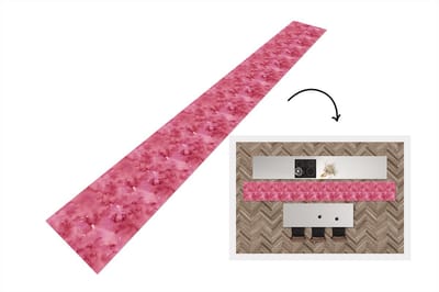 Keukenloper - Keukenmat - Patroon - Waterverf - Roze - 400x50 cm - Keuken vloerkleed