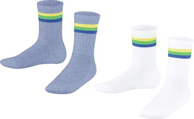 Esprit Tennis Stripe 2-Pack gestreept duurzaam biologisch katoen multipack kindersokken meisjes jongens veelkleurig - Maat 23-26