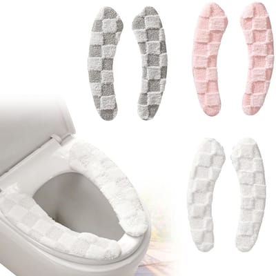 Warme Toiletbril hoes - Winter pluche toiletbrilkussen - 3 Paar - Toiletbril Hoes - Universele pasvorm - Wc bril hoes - wc bril hoes wasbaar - Wc hoes - Geruite stijl