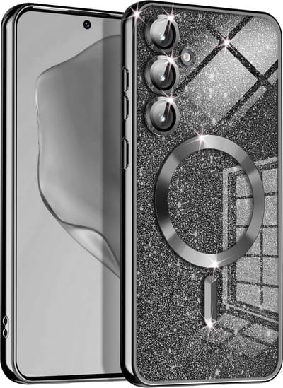 Glitter Telefoonhoesje Geschikt voor Magsafe met Camera Bescherming voor Samsung Galaxy S24 - FuturiQ - Zwart