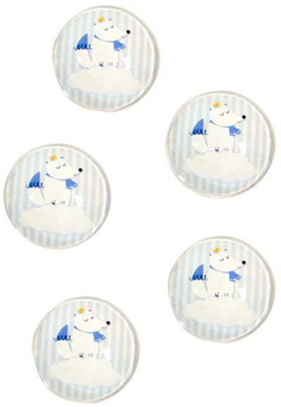HOBI - 10 decoratieve glazen schijfjes vos blauw 2,5 cm voor babyborrel