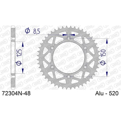 Aluminium tandwiel achter Afam 520 48 dents