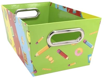 Opbergbak van Stevig Karton met Metaal Handvatten - 28 x 17,8 x 12,7 cm