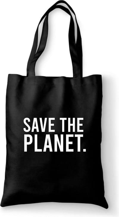 Katoenen tas met tekst Save the planet - Sinterklaas cadeautjes - Kerstcadeautjes - Sinterklaasgeschenken - Kerstgeschenken - Cadeau vrouw - Cadeau Man