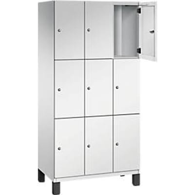 C+P Cambio lockerkast, 3 vakken, 9 vakken, op poten, B 900 x D 525 x H 1980 mm, lichtgrijs