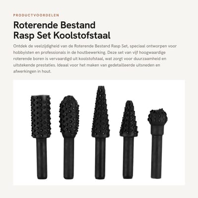 Dailygoods - Roterende Bestand Rasp Set - Koolstofstaal - Professionele Houtsnijwerk Tool - 5 Stuks - DIY Houtbewerking - 6mm Schacht