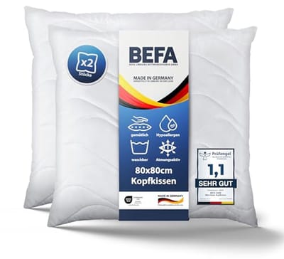Hoofdkussen Microvezel 80 x 80 cm met Aloë Vera - Allergievriendelijk en Öko-Tex Gecertificeerd (2 stuks)