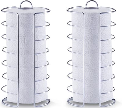 2x Zilveren metalen keukenrolhouder rond 15 x 30 cm
