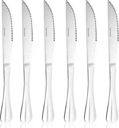 PROKING Vleesmessen set 6 Stuks RVS - Steakmessen - Messen - Messenset - Keukenmessen - Vaatwasserbestendig - 22cm - Zilver