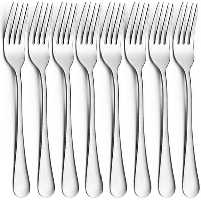 Dailygoods - 8 Stuks Tafelvorken, 20,5 cm Eetvorken Van Roestvrij Staal, Zilveren Dinervorken, Steak Vork, Vorkset, Moderne Bestekvorken, Spiegelgepolijste, voor Huishoudens, Restaurants, Keuken