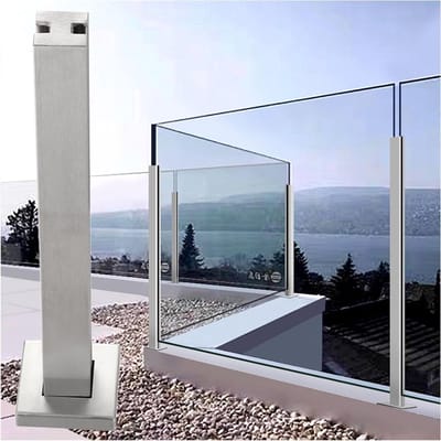 Glazen Leuning Systeem - Balustrade Paal - Terras Afschermen - Roestvrij Staal 304 - 150 cm - Grijs