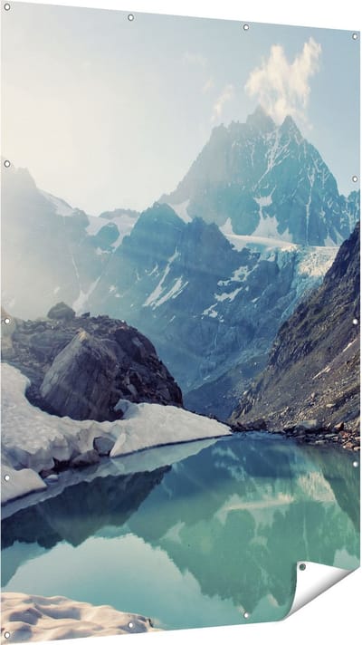 Gards Tuinposter Landschap berg meer - 120x180 cm - Tuindoek - Tuindecoratie - Wanddecoratie buiten - Tuinschilderij