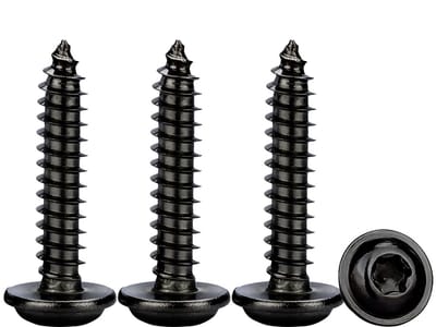 Zelftappende Schroeven Zwart, 50 Stuks M5x18mm Plaatschroeven met Ring Torx Houtschroeven RVS A2 V2A