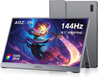Arzopa Z1FC - Portable 144hz Gaming Monitor - Inclusief Beschermhoes - Premium Slim Aluminium Design - Space Grey - Apple Macbook Compatible - 106% sRGB Kleurprofiel - Met kabelbundel - 16 inch
