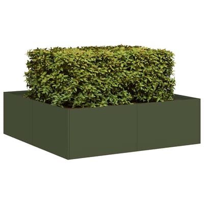 vidaXL - Plantenbak - 100x100x30 - cm - staal - olijfgroen