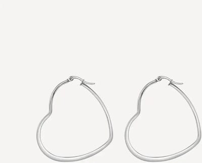 Margot Bardot Valentina Heart Hoop Oorbellen Silver 25Mm