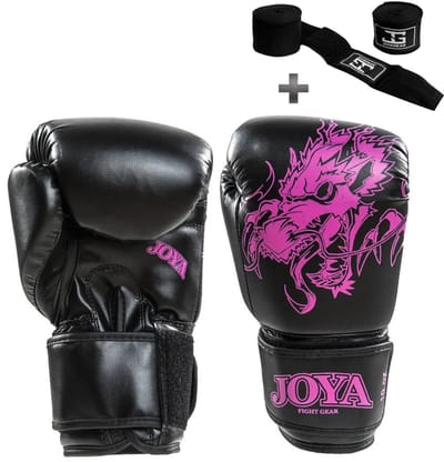 Joya Kinder Bokshandschoenen – Dragon Roze - 4 oz – PU Leer – Kickboksen & Boksen – Inclusief Bandage – Joya Fight Gear