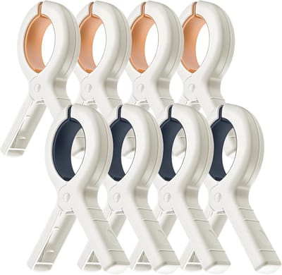 8 Stuks Grote Knijpers - Handdoek Knijpers - Strandlakenklemmen - Grote Winddichte Kledingklemmen - Plastic Wasknijpers - Sterke Grip - Voor Gebruik Aan De Waslijn,Ligstoelen - Voor Het Drogen Van Kleding, Quilts en Dekens