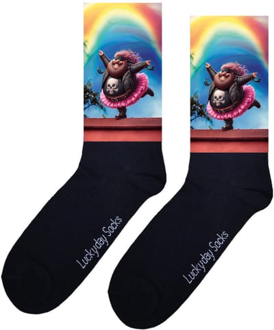 LuckyDay Socks - Motor biker - Leukste Vaderdag cadeau - Grappige sokken - Ballerina - Origineel Vaderdag cadeau - Verjaardag cadeau - Trend nu - Regenboog - Vrolijke sokken - Cadeautje - Grappig cadeau - Kerstcadeau - Socks maken Happy - 37-44