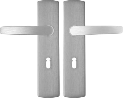 AXA Binnendeurbeslag set (Curve Klik) Aluminium geslepen: Kruk (model Curve) op schild met sleutelgat SL55
