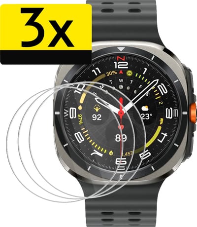 Screenprotector - 3 Stuks - Geschikt voor Samsung Galaxy Watch Ultra - Sterk & Shockproof - Tempered Glass - Beschermglas Screen Cover - Gehard Glas - Bescherm Protector voor Smartwatch