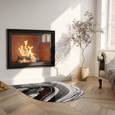 Coloray Vloerplaat Houtkachel - Onderplaat Kachel - 100 cm x 100 cm - Houtkachel Vloerplaat - Zwart en wit Vloerplaat Kachel - Vloerplaat Voor Kachel - Vloerplaat voor Houtkachel - Vloerplaat Open Haard - Plaat Kachel